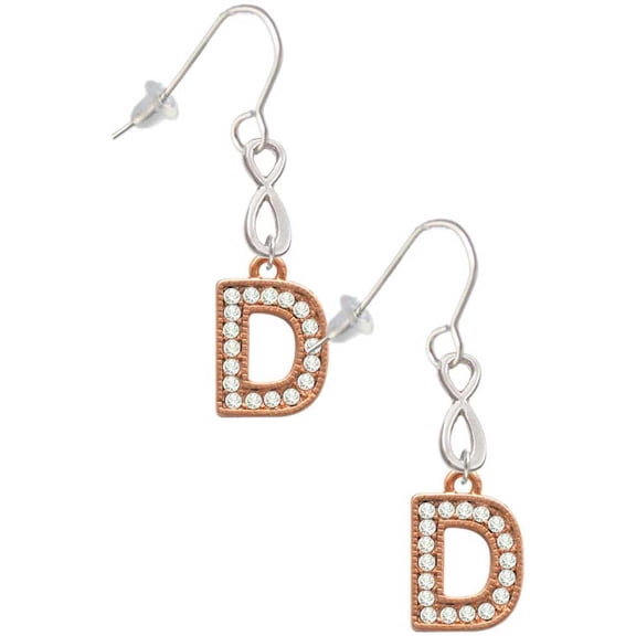 Delight Jewelry Rose Goldtone Crystal Initial - D - Silver tone Infinity French Earrings