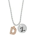 thumbnail image 1 of Delight Jewelry Rose Goldtone Crystal Initial - D - Silvertone Script Initial Disc - Z - Charm Necklace, 20"+3", 1 of 4