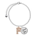 thumbnail image 1 of Delight Jewelry Rose Goldtone Crystal Initial - F - Domed Thank You Charm Bracelet, 6"+2", 1 of 5