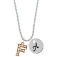 thumbnail image 1 of Delight Jewelry Rose Goldtone Crystal Initial - F - Silvertone Script Initial Disc - A - Charm Necklace, 20"+3", 1 of 4