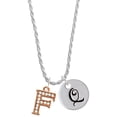 thumbnail image 1 of Delight Jewelry Rose Goldtone Crystal Initial - F - Silvertone Script Initial Disc - Q - Charm Necklace, 20"+3", 1 of 4