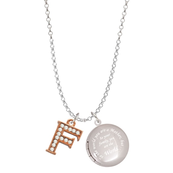Delight Jewelry Rose Goldtone Crystal Initial - F - To the World You are a Mother Locket Necklace