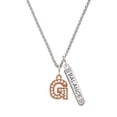thumbnail image 1 of Delight Jewelry Rose Goldtone Crystal Initial - G - Silvertone Balance Bar Charm Necklace, 23", 1 of 4