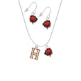 thumbnail image 1 of Delight Jewelry Rose Goldtone Crystal Initial - H - Red Lucky Ladybug Necklace and Dangle Earrings Set, 1 of 6