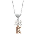 thumbnail image 1 of Delight Jewelry Rose Goldtone Crystal Initial - K - White Bow Heart Necklace, 1 of 4