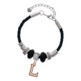 thumbnail image 1 of Delight Jewelry Rose Goldtone Crystal Initial - L - Niece Celtic Knot Leather Bead Bracelet, 7"+2" Extender, 1 of 4