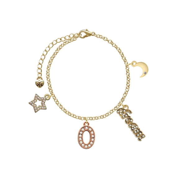Delight Jewelry Rose Goldtone Crystal Initial - O - Goldtone Dream Big Charm Bracelet, 7.5+2" Extender