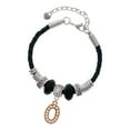thumbnail image 1 of Delight Jewelry Rose Goldtone Crystal Initial - O - Mother Celtic Knot Leather Bead Bracelet, 7"+2" Extender, 1 of 1