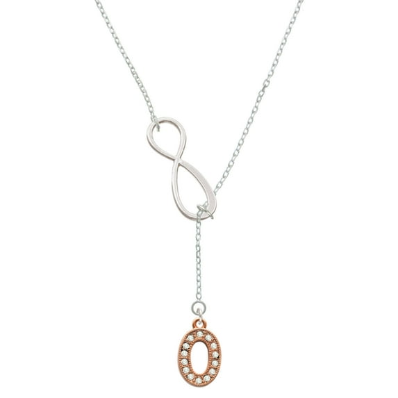 Delight Jewelry Rose Goldtone Crystal Initial - O - Silver tone Elegant Infinity Lariat Necklace