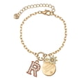 thumbnail image 1 of Delight Jewelry Rose Goldtone Crystal Initial - R - Goldtone Discover Dream Explore Zoey Charm Bracelet, 6.5+2" Extender, 1 of 1
