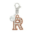 thumbnail image 1 of Delight Jewelry Rose Goldtone Crystal Initial - R - - Silvertone Clip on Charm with Clear Crystal Drop, 1 of 5