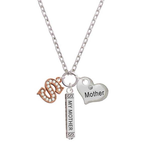 Delight Jewelry Rose Goldtone Crystal Initial - S - Always My Mother Bar Zoe Necklace