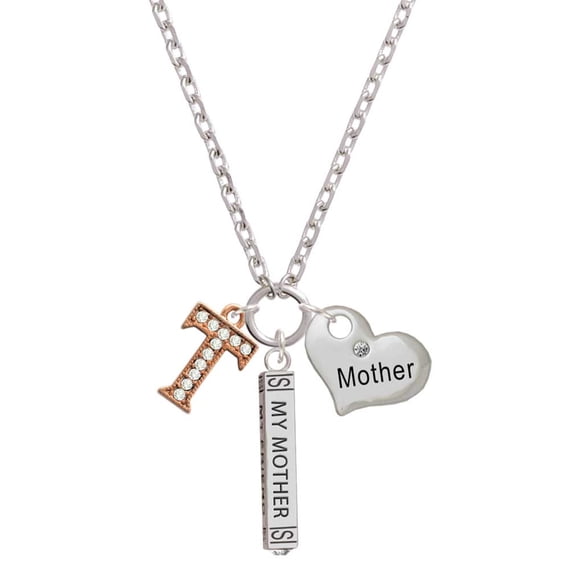 Delight Jewelry Rose Goldtone Crystal Initial - T - Always My Mother Bar Zoe Necklace
