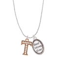 thumbnail image 1 of Delight Jewelry Rose Goldtone Crystal Initial - T - Best Mom Ever Charm Necklace, 1 of 4