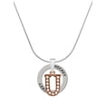thumbnail image 1 of Delight Jewelry Rose Goldtone Crystal Initial - U - Hockey Ring Charm Necklace, 18", 1 of 4