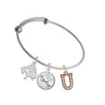 thumbnail image 1 of Delight Jewelry Rose Goldtone Crystal Initial - U - Silvertone Let Things Go Tree Charm Bangle Bracelet, 1 of 4