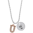 thumbnail image 1 of Delight Jewelry Rose Goldtone Crystal Initial - U - Silvertone Script Initial Disc - E - Charm Necklace, 20"+3", 1 of 4