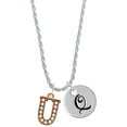 thumbnail image 1 of Delight Jewelry Rose Goldtone Crystal Initial - U - Silvertone Script Initial Disc - Q - Charm Necklace, 20"+3", 1 of 4