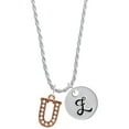 thumbnail image 1 of Delight Jewelry Rose Goldtone Crystal Initial - U - Silvertone Script Initial Disc - Z - Charm Necklace, 20"+3", 1 of 4
