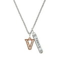 thumbnail image 1 of Delight Jewelry Rose Goldtone Crystal Initial - V - Silvertone Family Bar Charm Necklace, 23", 1 of 1