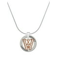 thumbnail image 1 of Delight Jewelry Rose Goldtone Crystal Initial - W - Hockey Ring Charm Necklace, 18", 1 of 4