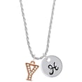 thumbnail image 1 of Delight Jewelry Rose Goldtone Crystal Initial - Y - Silvertone Script Initial Disc - H - Charm Necklace, 20"+3", 1 of 4