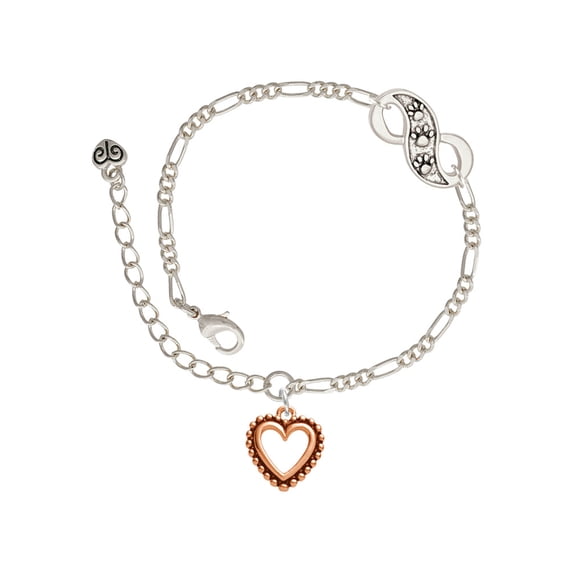 Delight Jewelry Rose Goldtone Open Heart Silver-tone Paw Infinity Link Chain Bracelet, 6"+2" Extender