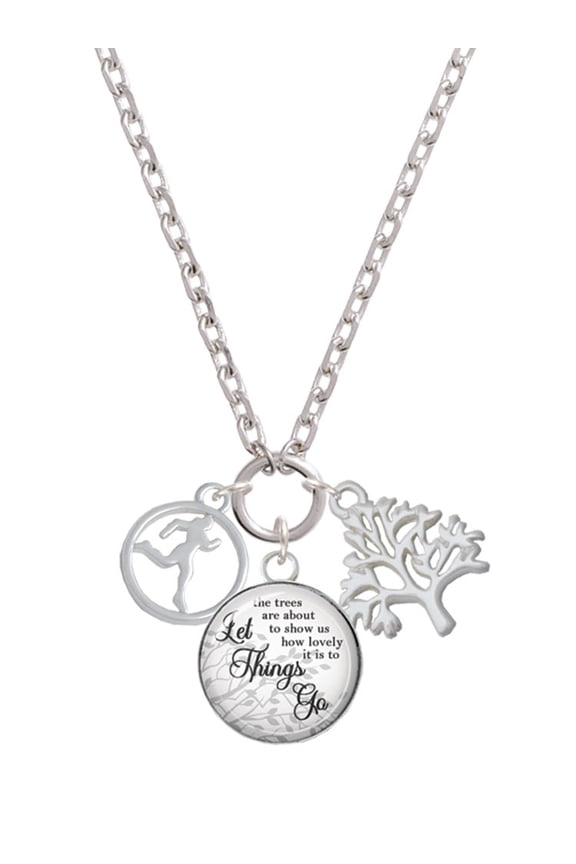 Runner Silhouette in 1/2'' Disc Let Things Go Fall Zoey Charm Necklace, 28"