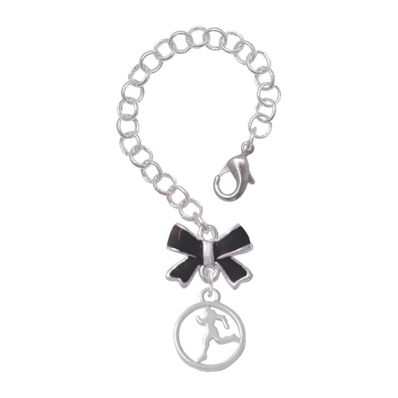 Delight Jewelry Runner Silhouette in 1/2'' Disc - Silvertone Black Bow Charm Accessory for Tumblers and Thermal Cups