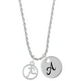 thumbnail image 1 of Delight Jewelry Runner Silhouette in 1/2'' Disc Silvertone Script Initial Disc - A - Charm Necklace, 20"+3", 1 of 4