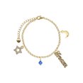 thumbnail image 1 of Delight Jewelry September - Blue Crystal Bicone Goldtone Dream Big Charm Bracelet, 7.5+2" Extender, 1 of 4