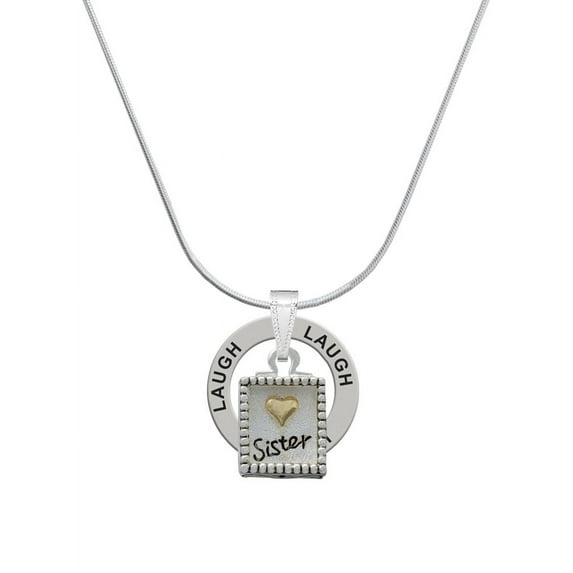 Delight Jewelry Shadow Box ''Sister'' with Goldtone Heart Laugh Ring Charm Necklace, 18"