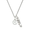 thumbnail image 1 of Delight Jewelry Silhouette Gymnast Disc - Raised Leg Split Silvertone Best Friends Forever Bar Charm Necklace, 23", 1 of 4