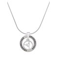 thumbnail image 1 of Delight Jewelry Silhouette Gymnast Disc - Raised Leg Split Silvertone Grandmother Ring Charm Necklace, 18", 1 of 4