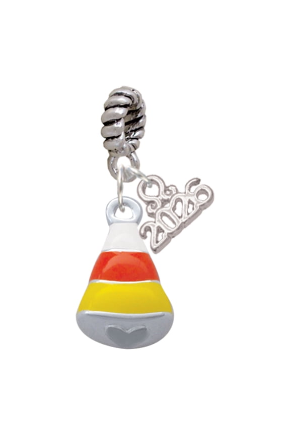 Silver Plated 3-D Enamel Candy Corn - Rope Charm Bead Dangle with Mini 2026