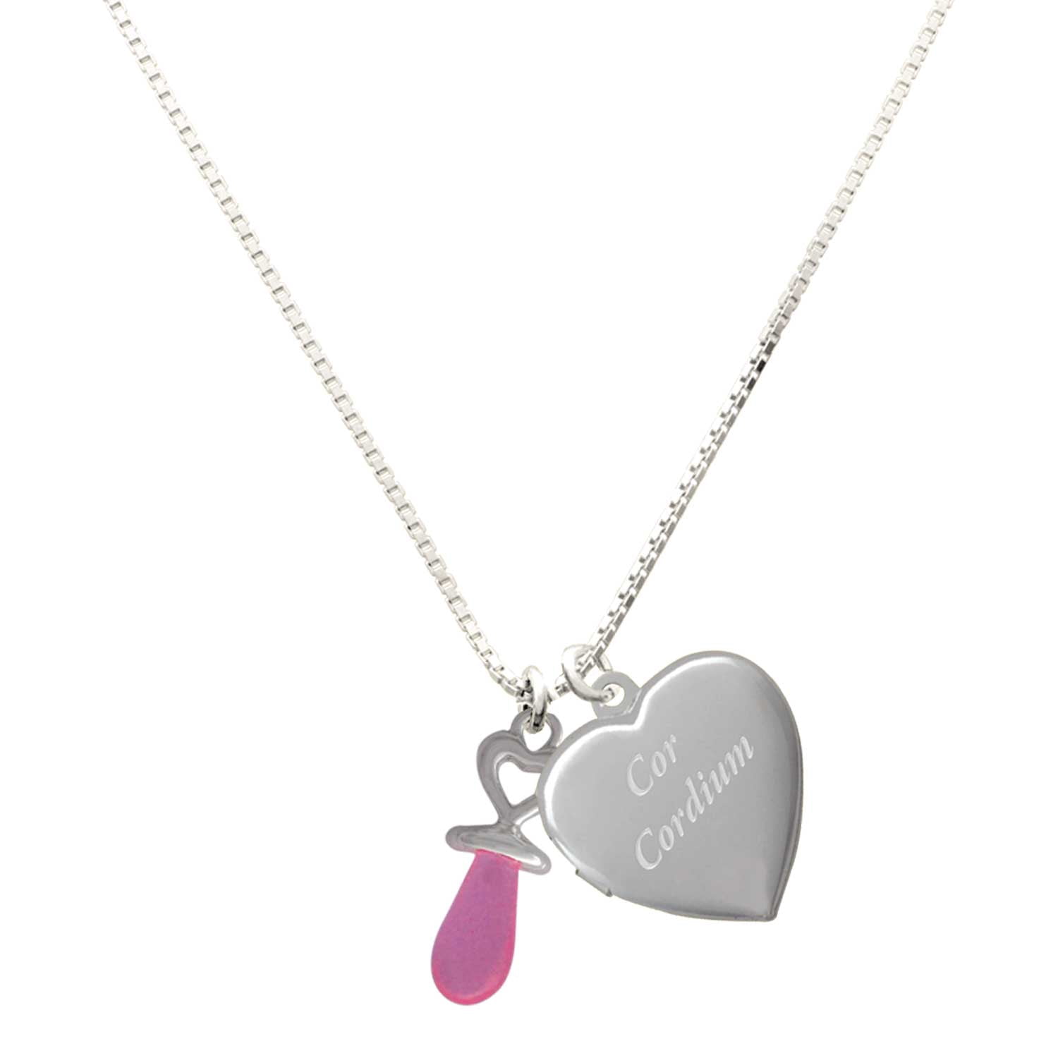 Delight Jewelry Silver Plated 3-D Pink Pacifier - Engraved Cor Cordium ...