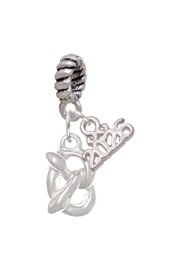Silver Plated 3-D Pretzel - Rope Charm Bead Dangle with Mini 2026