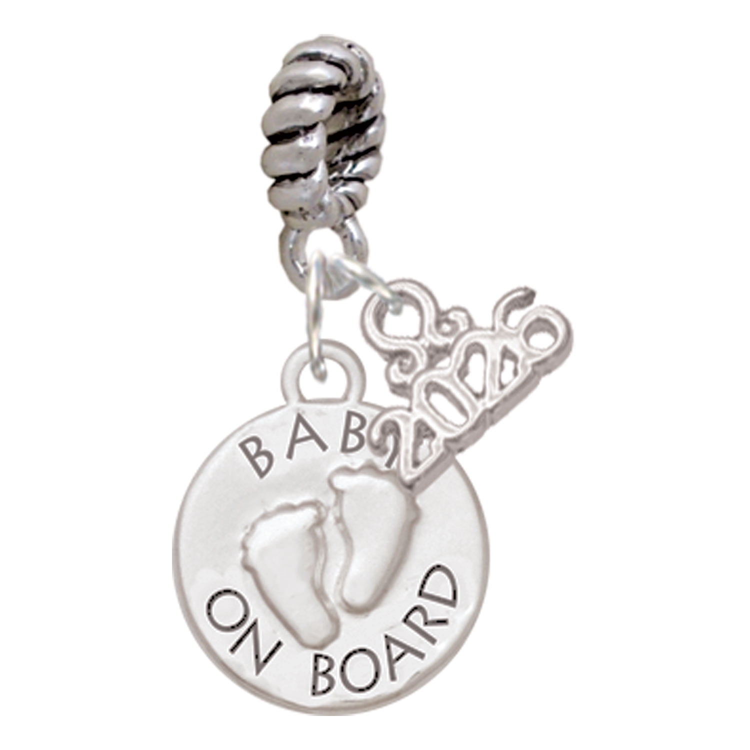 Delight Jewelry Silver Plated Baby on Board with Feet - Rope Charm Bead Dangle with Mini 2026