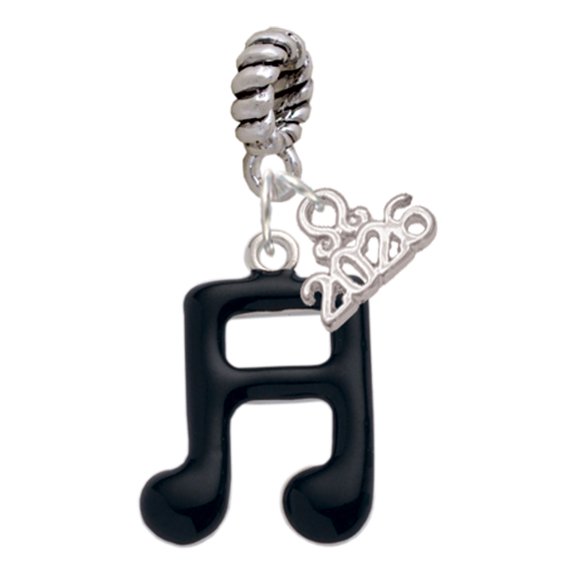Delight Jewelry Silver Plated Black Beamed Eighth Notes Note - Rope Charm Bead Dangle with Mini 2026