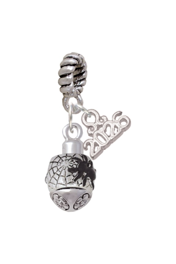 Silver Plated Black Spider on Web Spinner - Rope Charm Bead Dangle with Mini 2026