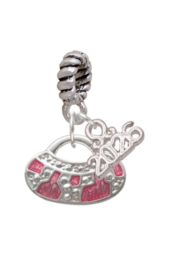 Silver Plated Hot Pink Retro Purse - Rope Charm Bead Dangle with Mini 2026