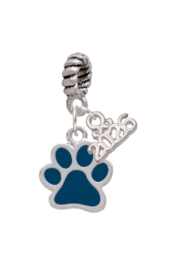 Silver Plated Medium Translucent Navy Paw - Rope Charm Bead Dangle with Mini 2026