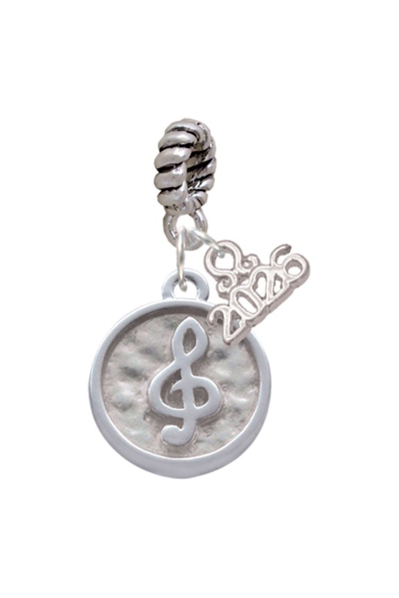 Silver Plated Music Clef - Round Seal - Rope Charm Bead Dangle with Mini 2026