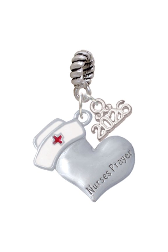 Silver Plated Nurse's Prayer Heart - Lord Guide - Rope Charm Bead Dangle with Mini 2026