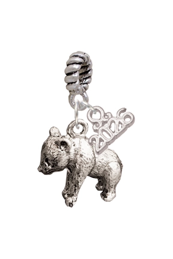 Silver Plated Panda Bear Standing - Rope Charm Bead Dangle with Mini 2026