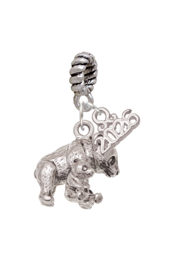Silver Plated Panda with Cub - Rope Charm Bead Dangle with Mini 2026