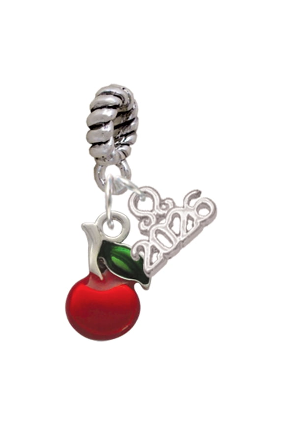 Silver Plated Single Red Cherry - Rope Charm Bead Dangle with Mini 2026