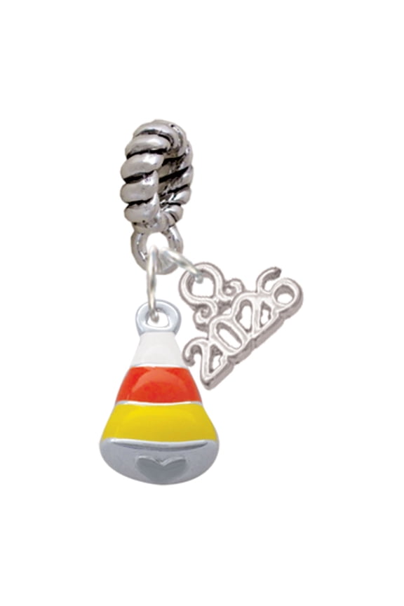 Silver Plated Small 3-D Enamel Candy Corn - Rope Charm Bead Dangle with Mini 2026