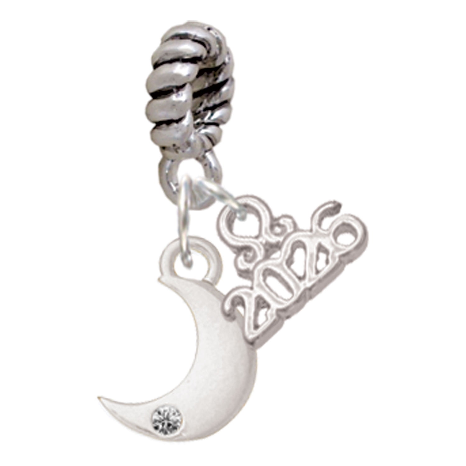 Delight Jewelry Silver Plated Small Crescent Moon - Rope Charm Bead ...