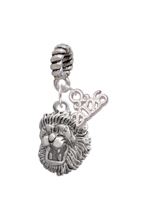 Silver Plated Small Lion - Mascot - Rope Charm Bead Dangle with Mini 2026